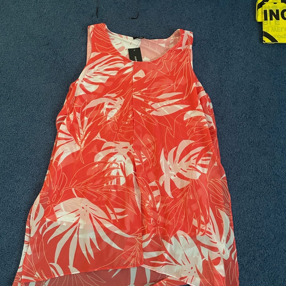Alfani Tropical Coral Sleeveless Top
